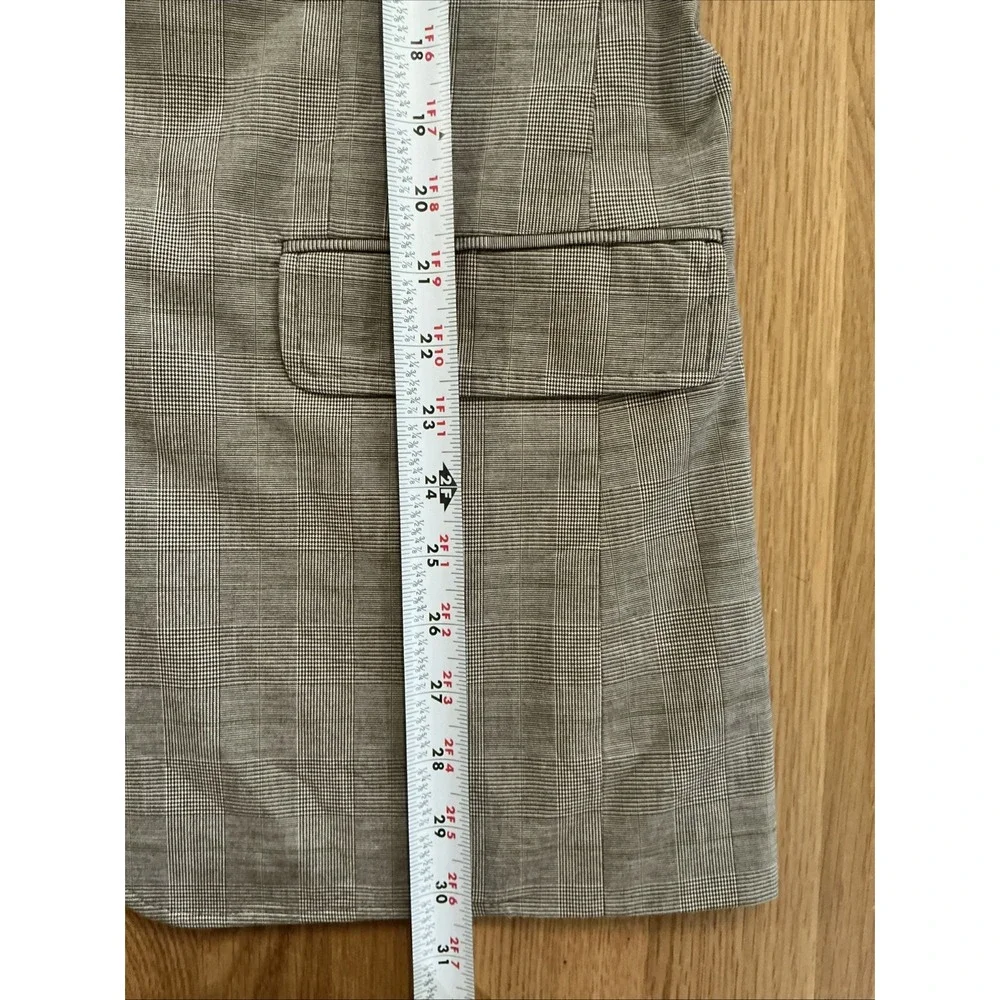 Banana Republic Tailored Fit Blazer 40R Gray‎ Glen Plaid Cotton Stretch